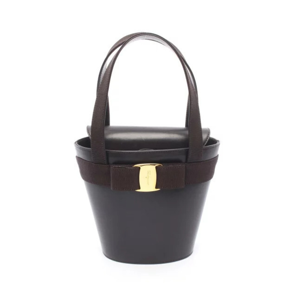 Salvatore Ferragamo Vara Ribbon Handbag Leather Brown